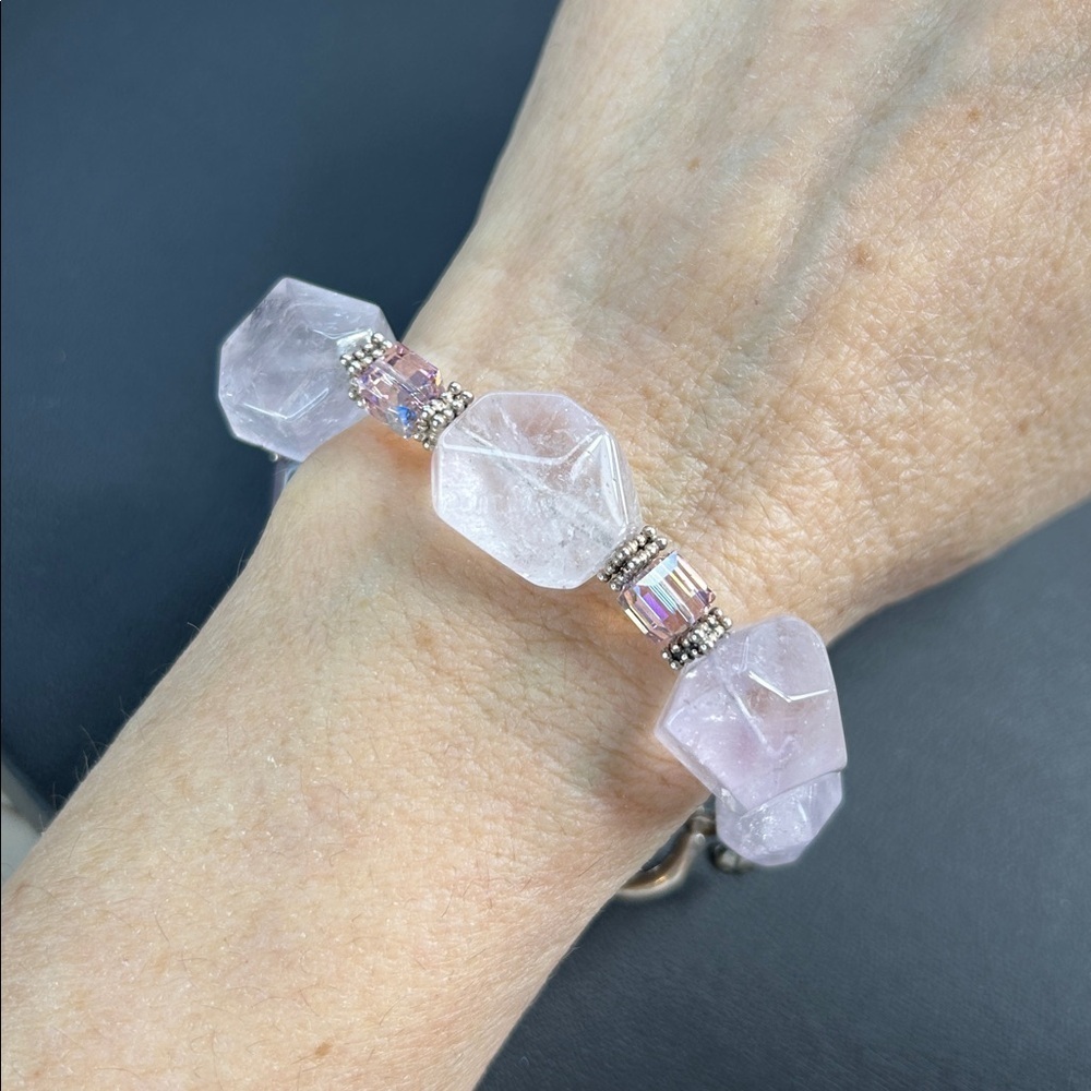 Elegant Lavender Amethyst Bracelet with 925 Silver Accents